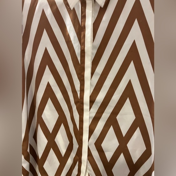 Modern Works Brown and White Print Contemporary Button Down - Picture 2 of 8